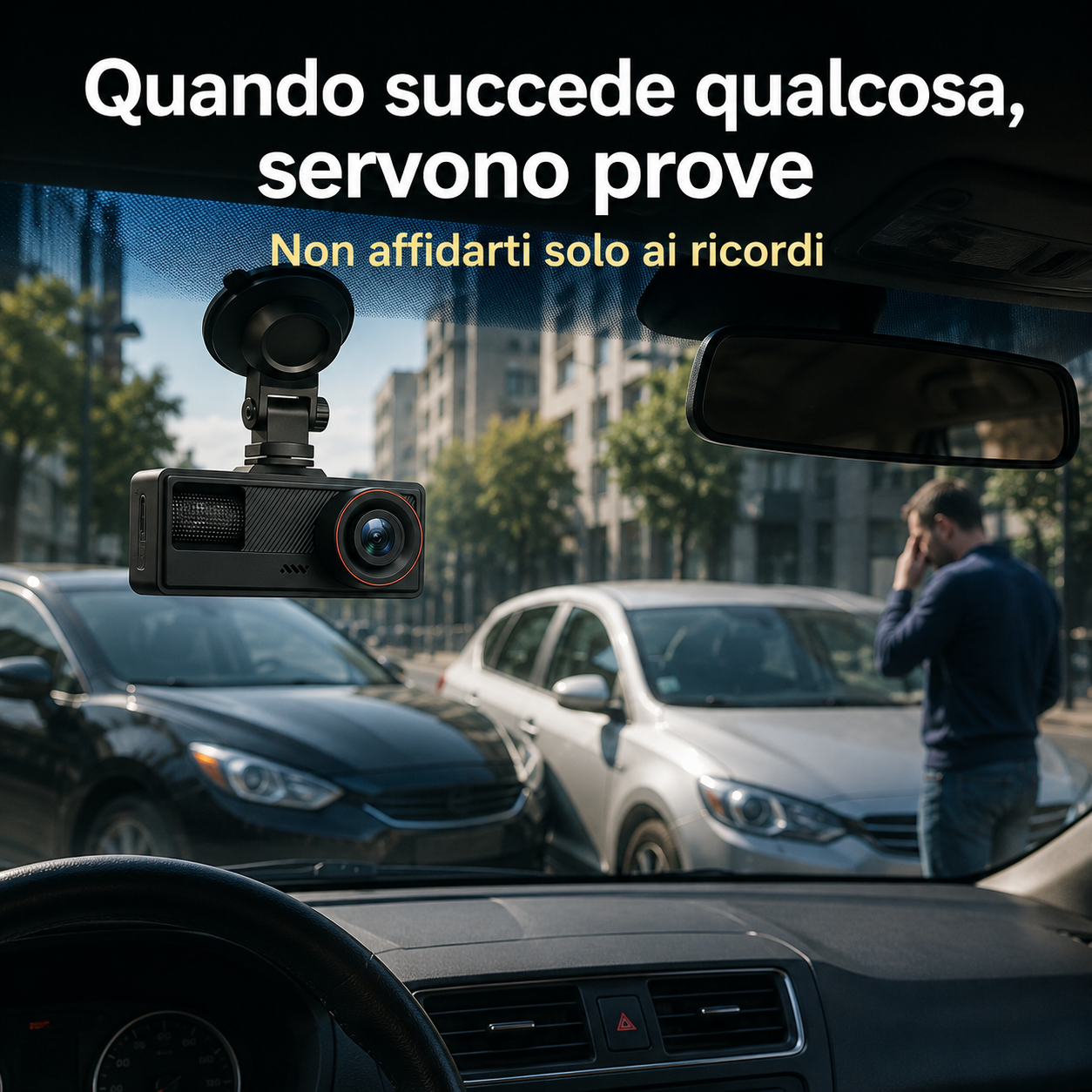 DriveGuard™ Duo – Dash Cam Wi-Fi Anteriore e Posteriore