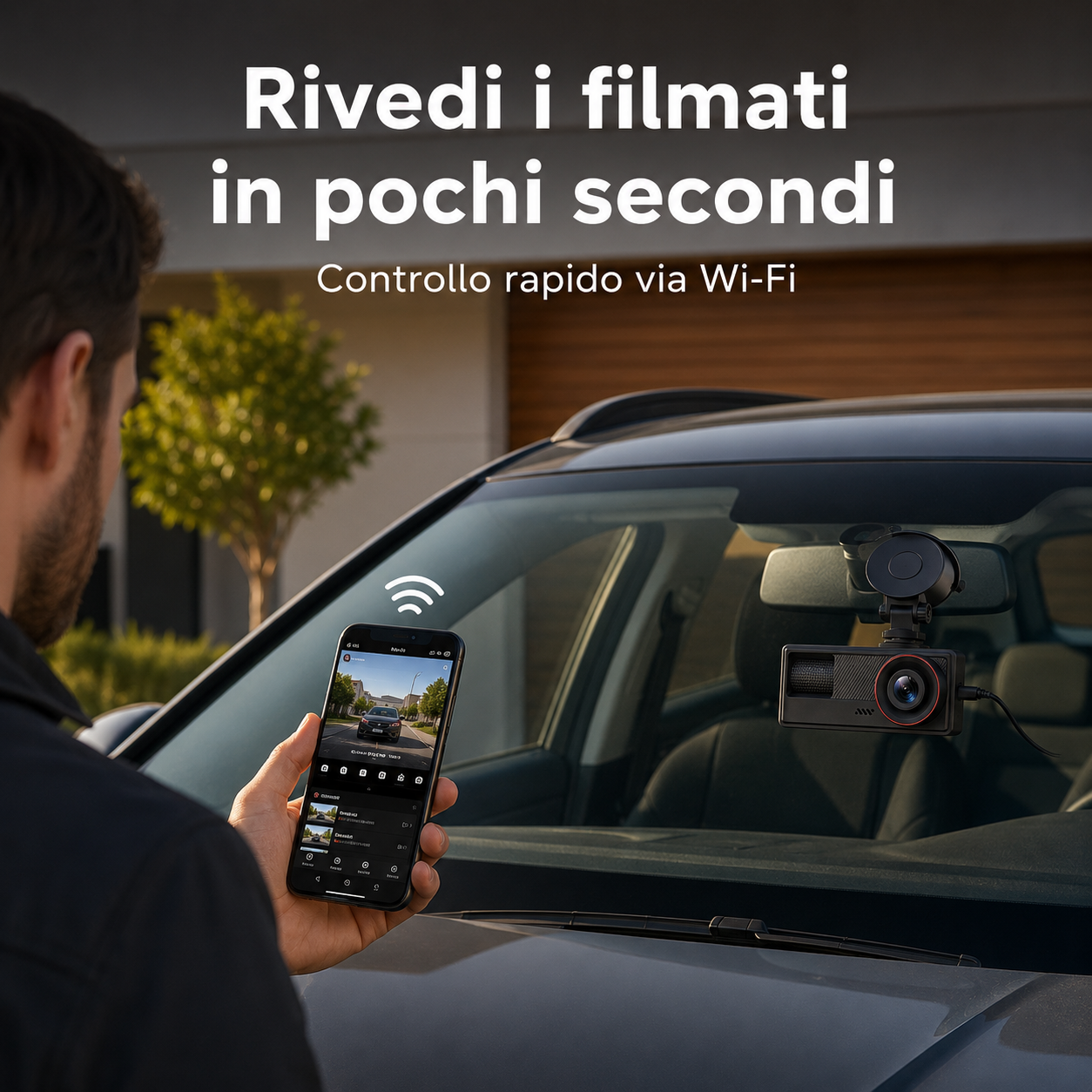 DriveGuard™ Duo – Dash Cam Wi-Fi Anteriore e Posteriore