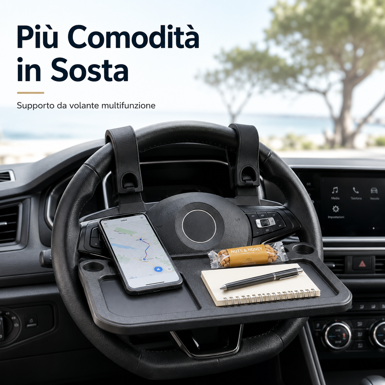 Supporto da Volante per Smartphone e Piccoli Oggetti